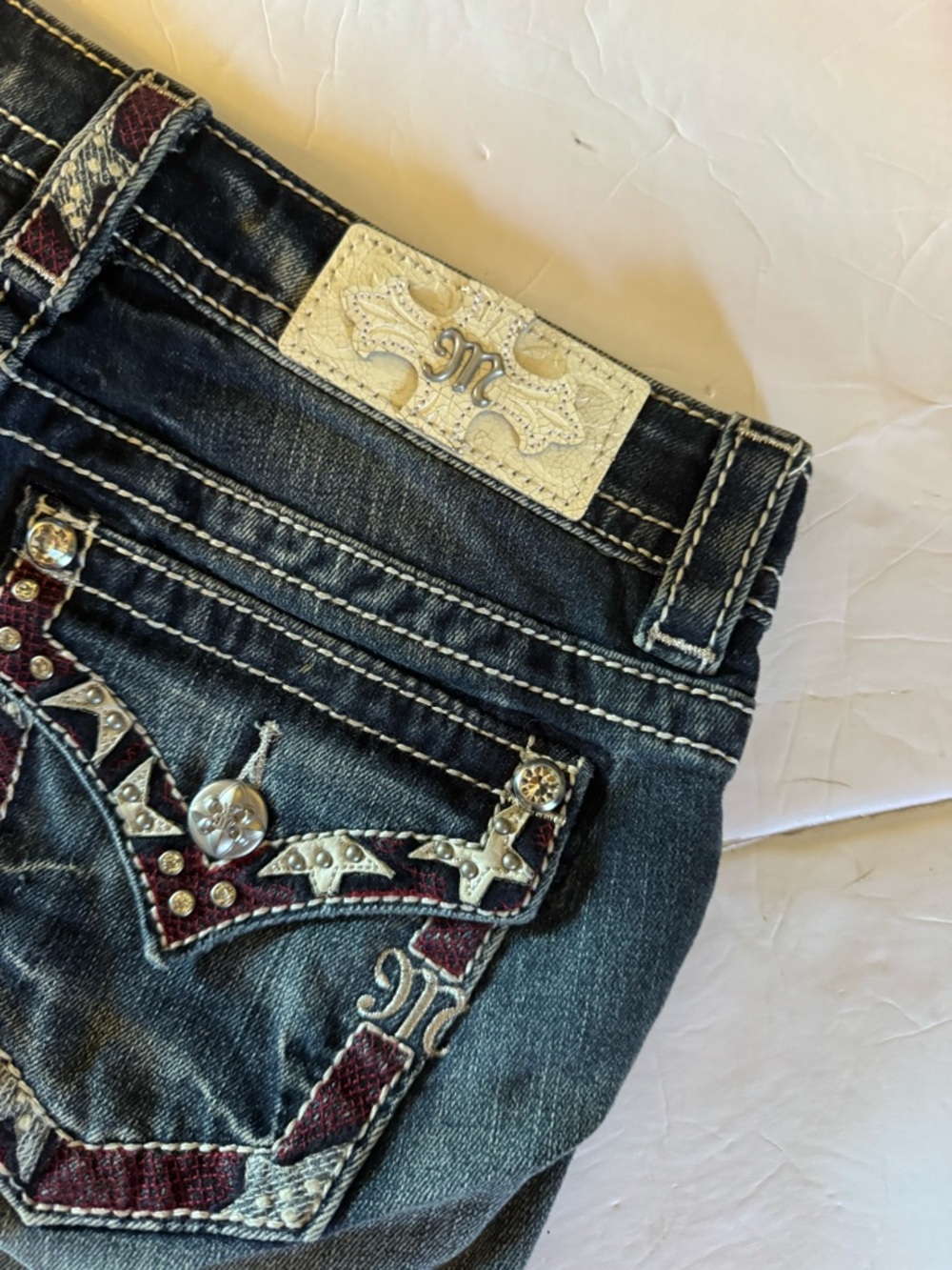 Miss Me Women's Dark Wash Embroidered Jeans - Dark Blue
